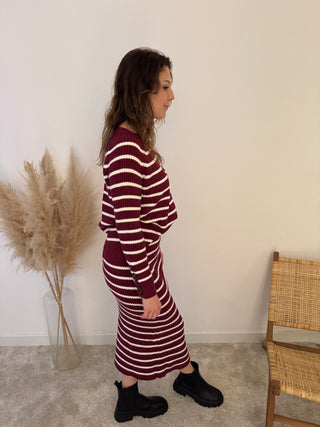 Burgundy striped set