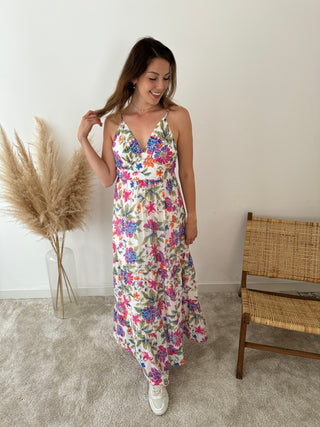 Colorful flowers maxi dress