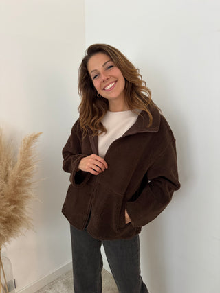 Brown teddy vest