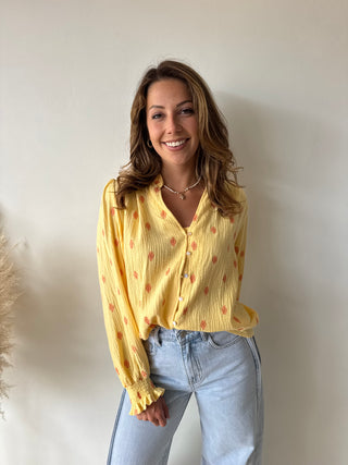 Orange leaves yellow tetra blouse