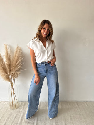Blue embroidered jeans