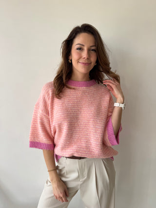 Fuchsia details pink knit