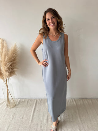 Grey blue soft dress