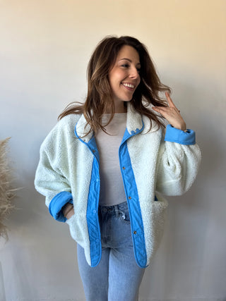 Blue teddy reversible jacket