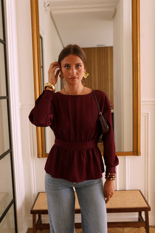 Burgundy knot back top