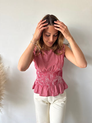 Red vichy top