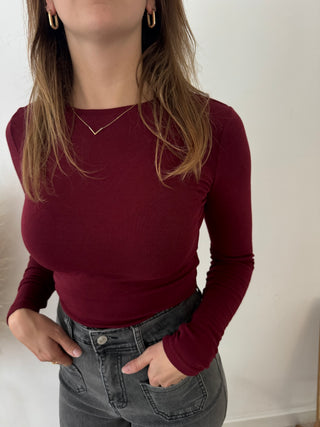 Burgundy long sleeves top