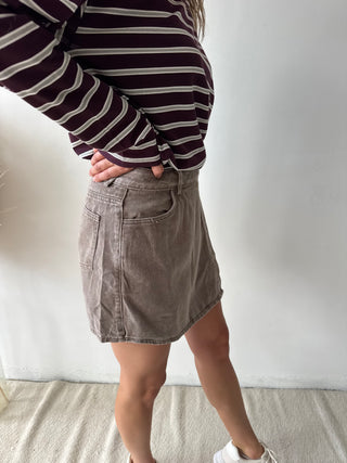 Taupe denim skort