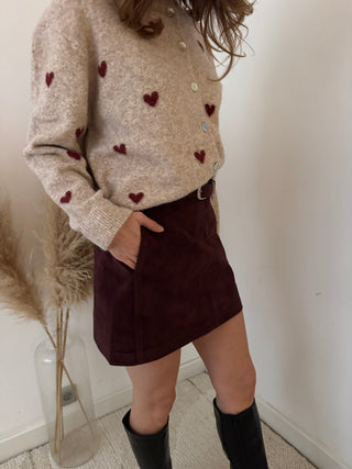 Burgundy suède skirt