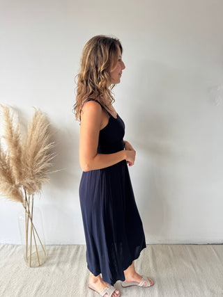 Navy midi dress