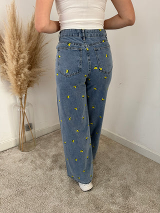 Yellow lemons denim pants