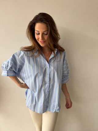 Blue white striped blouse