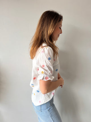 Colorful flowers white top