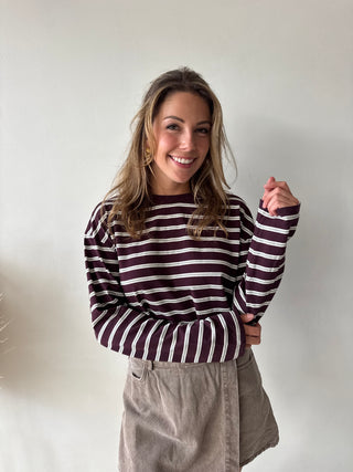 Grey burgundy striped longsleeve