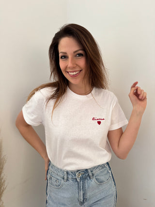 White bisous tee