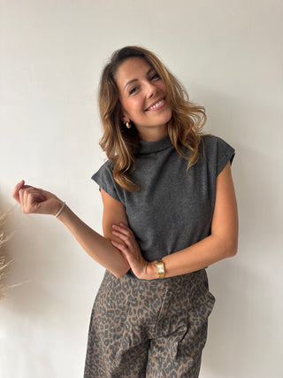 Soft grey turtleneck top