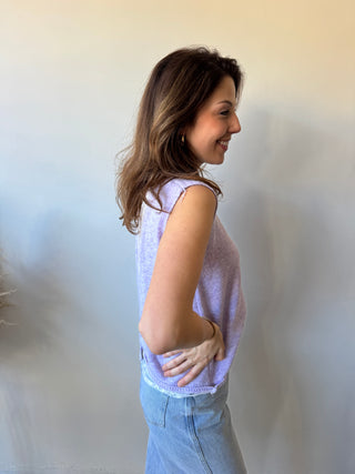 Lila flowered open back knit