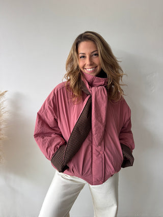 pink scarf jacket