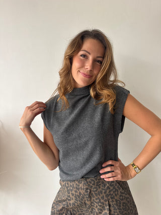 Soft grey turtleneck top