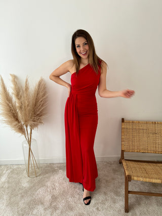 Red classy drape dress