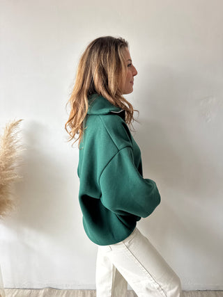 Green fleece zipper sweater