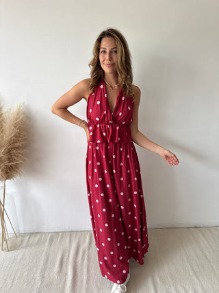 Burgundy polka dots set