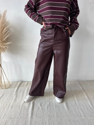 Burgundy leather pants