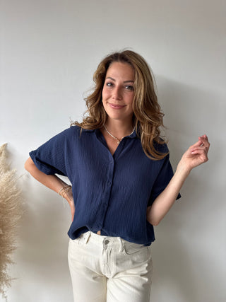 Navy tetra blouse