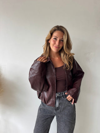 Burgundy leather jacket