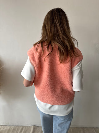 Peach teddy vest