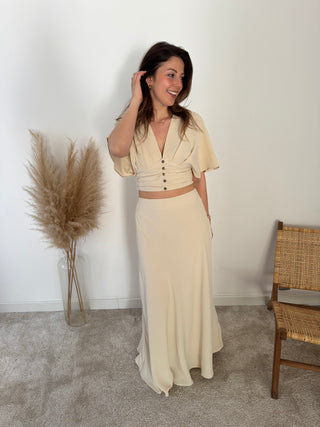 Beige flowy two piece set