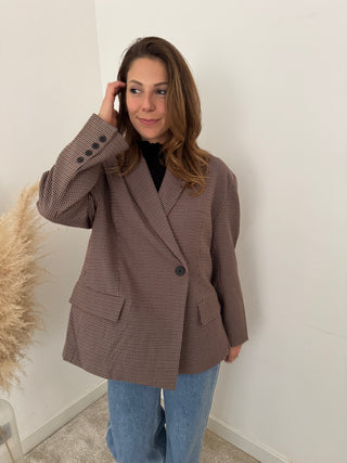 Burgundy checked blazer