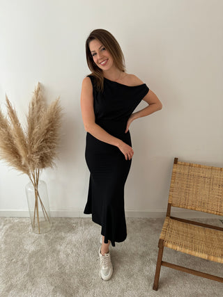 Black off shoulder maxi dress