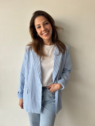 Blue white striped blazer