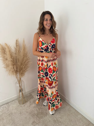 Colorful flowers maxi dress