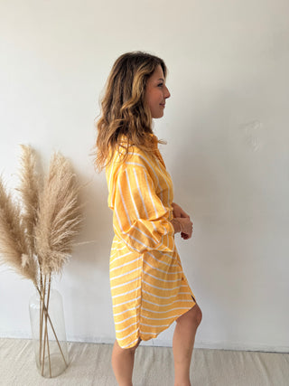 Yellow knot shirt dress