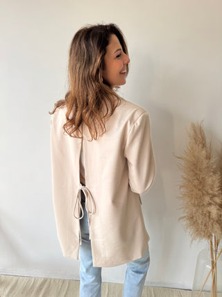 Beige open back blazer
