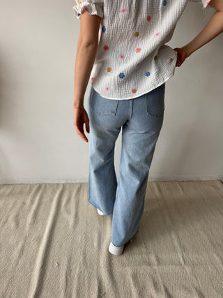 High waist wide pocket jeans