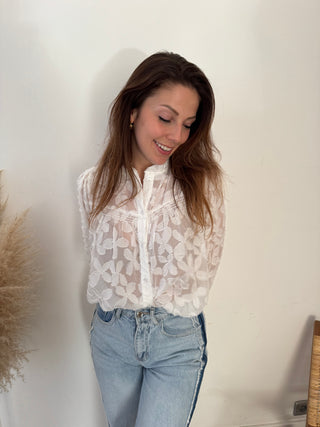 White flowered blouse