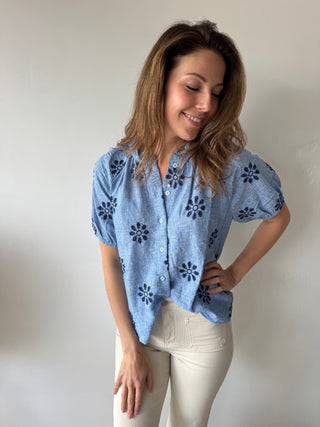 Blue flowered top
