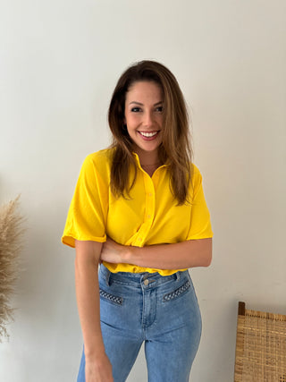 Yellow button loose top