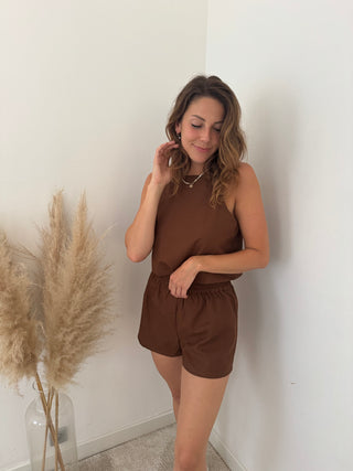 Brown linen summer set