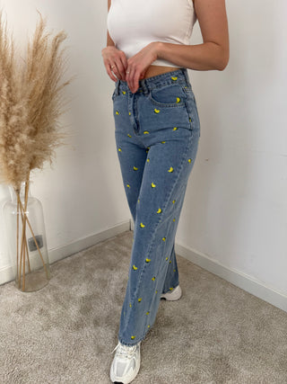 Yellow lemons denim pants