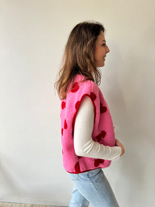 Red hearts fuchsia bodywarmer