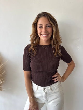 Brown ribbed top