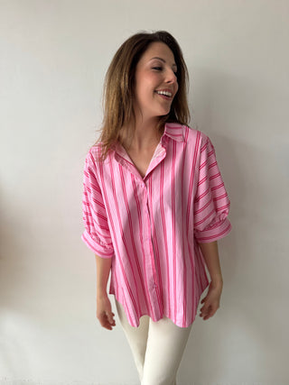 Pink fuchsia striped blouse