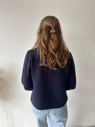 Denim details navy knit