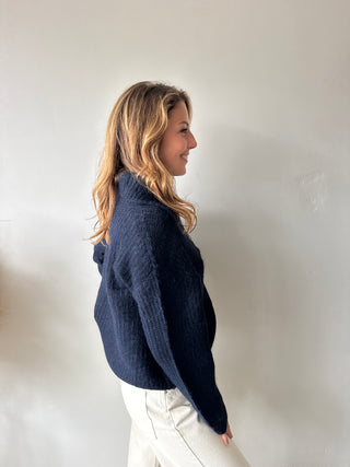 Collar soft navy knit