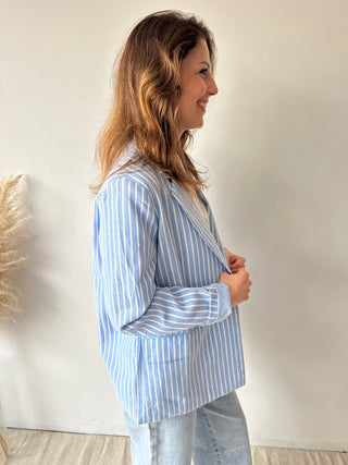 Blue white striped blazer