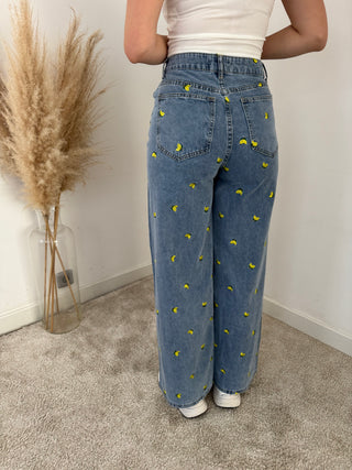 Yellow lemons denim pants
